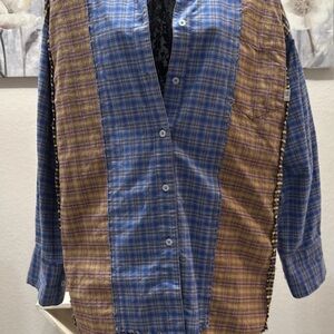 Urban Outfitters BDG Oversize Spliced Flannel Shirt Patchwork S 100% Cotton NWT